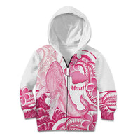 Aloha Hawaii Maui Kid Hoodie Valley Isle Humpback Whale White LT14 Zip Hoodie White - Polynesian Pride