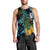 Turquoise New Zealand Kowhai And Piwakawaka Men Tank Top Maori Ngaru Paua Shell