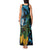 Turquoise New Zealand Kowhai And Piwakawaka Tank Maxi Dress Maori Ngaru Paua Shell