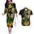 Yellow New Zealand Kowhai And Piwakawaka Couples Matching Off The Shoulder Long Sleeve Dress and Hawaiian Shirt Maori Ngaru Paua Shell