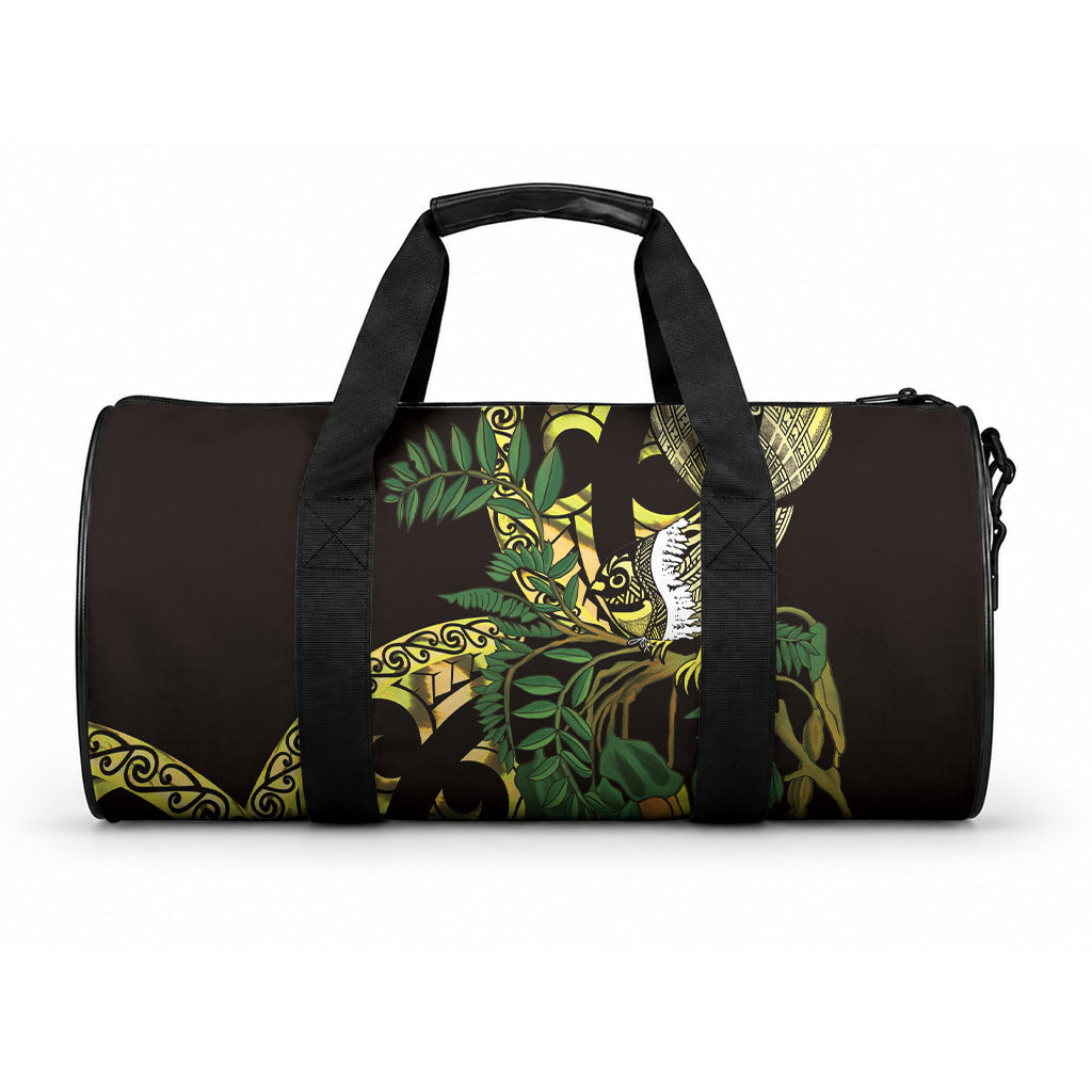 Yellow New Zealand Kowhai And Piwakawaka Duffle Bag Maori Ngaru Paua Shell LT14 One size Yellow - Polynesian Pride