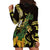 Yellow New Zealand Kowhai And Piwakawaka Hoodie Dress Maori Ngaru Paua Shell