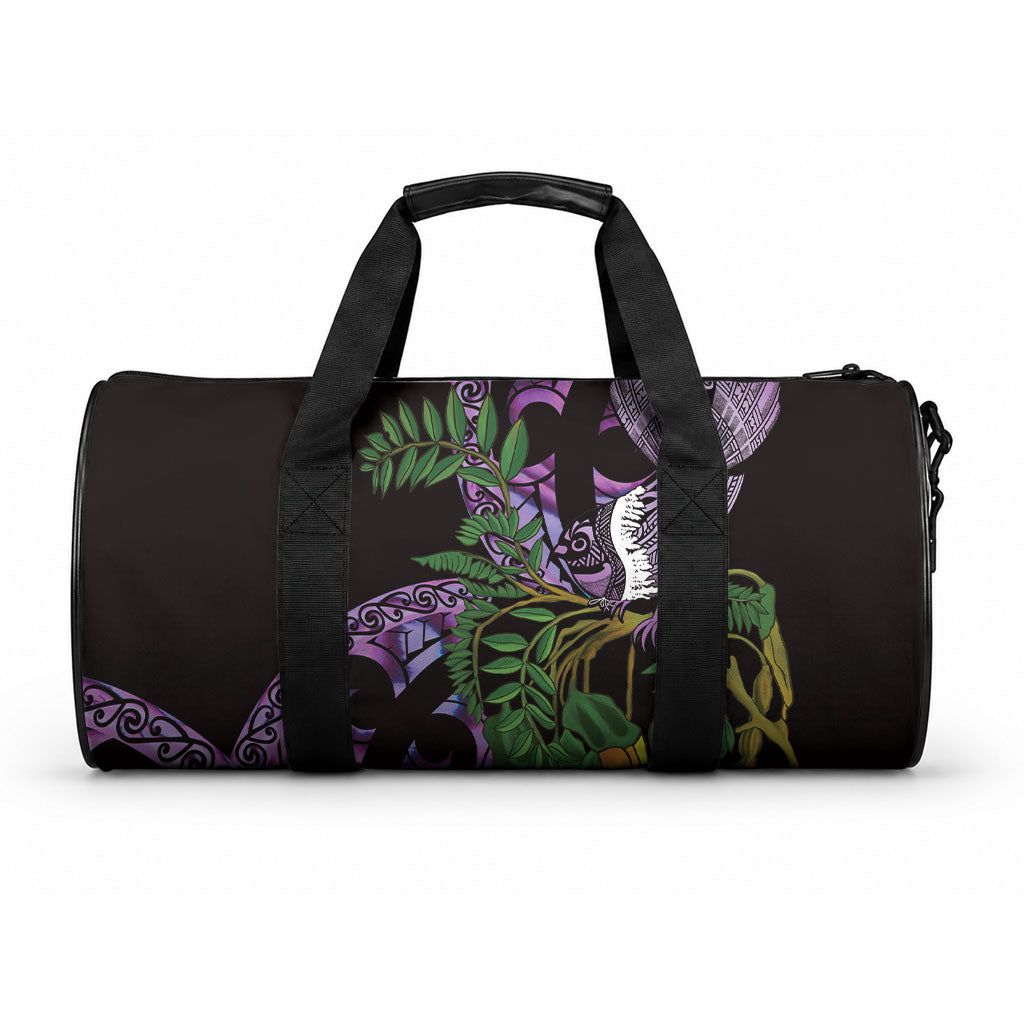Purple New Zealand Kowhai And Piwakawaka Duffle Bag Maori Ngaru Paua Shell LT14 One size Purple - Polynesian Pride
