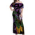 Purple New Zealand Kowhai And Piwakawaka Off Shoulder Maxi Dress Maori Ngaru Paua Shell