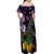 Purple New Zealand Kowhai And Piwakawaka Off Shoulder Maxi Dress Maori Ngaru Paua Shell