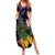 Purple New Zealand Kowhai And Piwakawaka Summer Maxi Dress Maori Ngaru Paua Shell