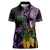 Purple New Zealand Kowhai And Piwakawaka Women Polo Shirt Maori Ngaru Paua Shell