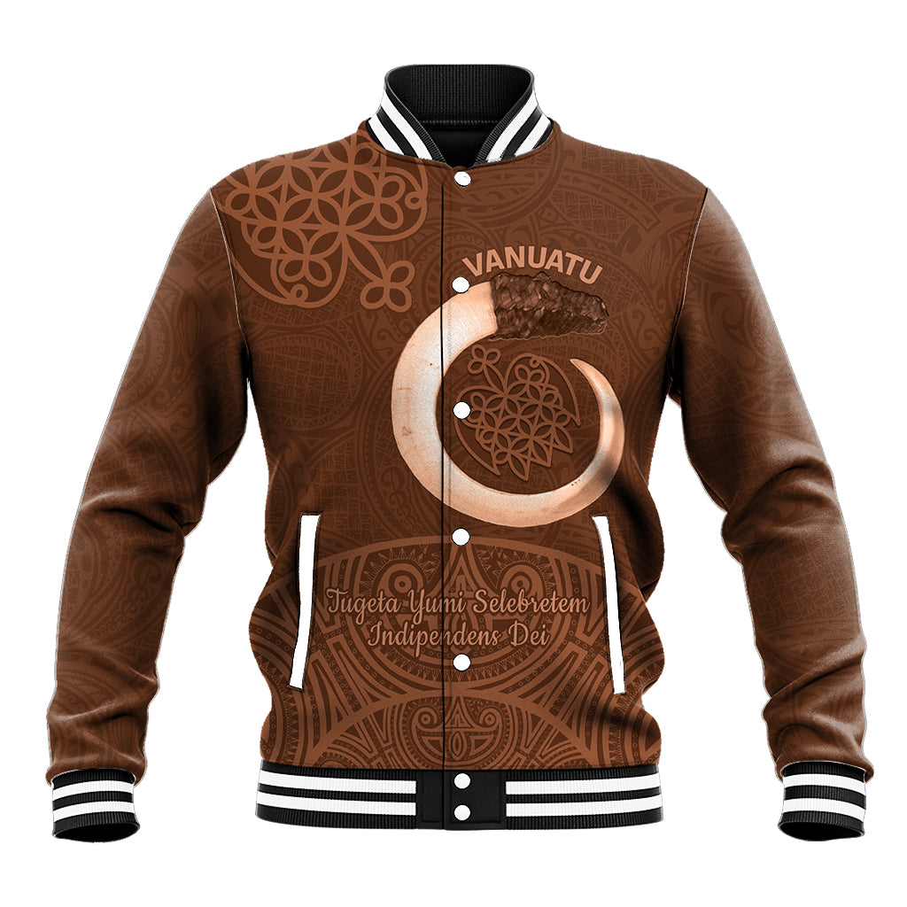 Vanuatu Indipendens Dei Baseball Jacket Yumi Sand Drawing Turtle Mix Lapita LT14 Unisex Brown - Polynesian Pride