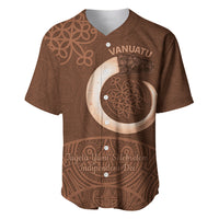 Vanuatu Indipendens Dei Baseball Jersey Yumi Sand Drawing Turtle Mix Lapita LT14 Brown - Polynesian Pride