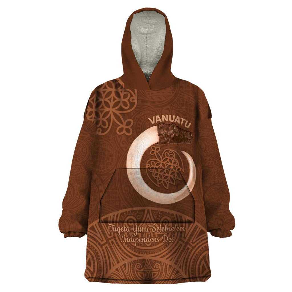 Vanuatu Indipendens Dei Wearable Blanket Hoodie Yumi Sand Drawing Turtle Mix Lapita LT14 One Size Brown - Polynesian Pride