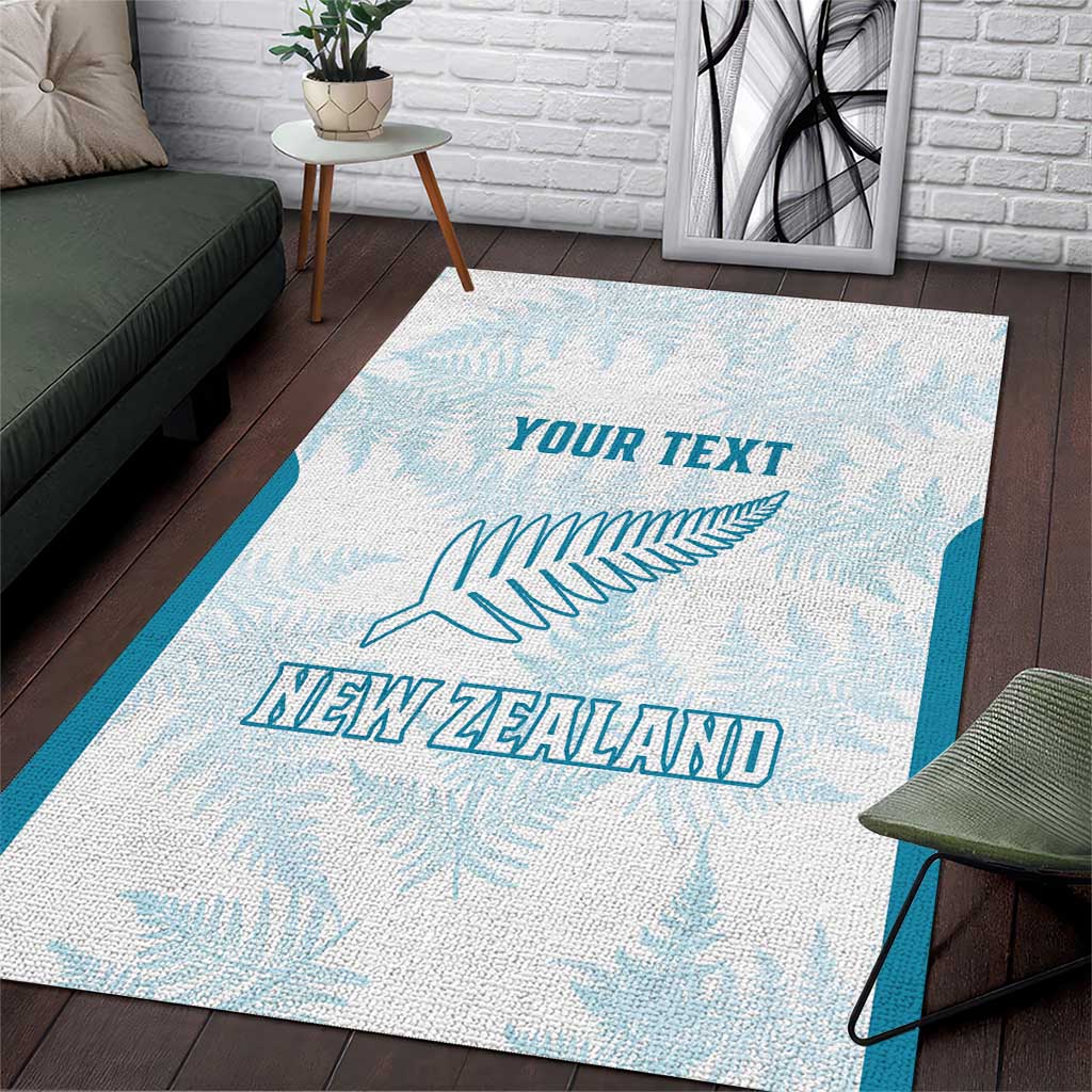 Custom New Zealand Silver Fern Football Area Rug Come On All White LT14 White - Polynesian Pride