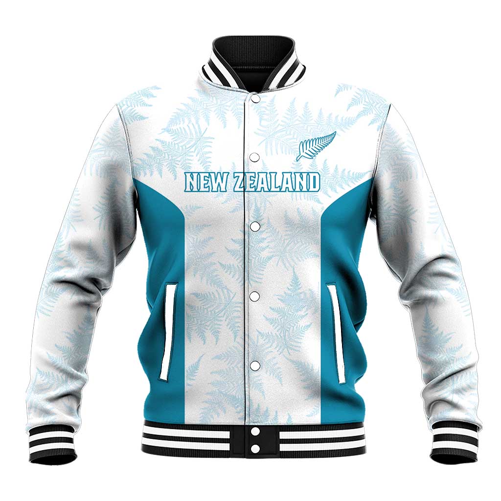 Custom New Zealand Silver Fern Football Baseball Jacket Come On All White LT14 Unisex White - Polynesian Pride