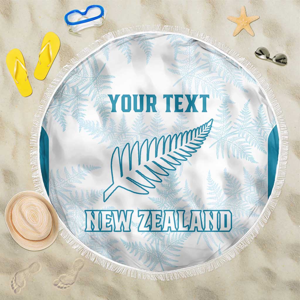 Custom New Zealand Silver Fern Football Beach Blanket Come On All White LT14 One Size 150cm White - Polynesian Pride