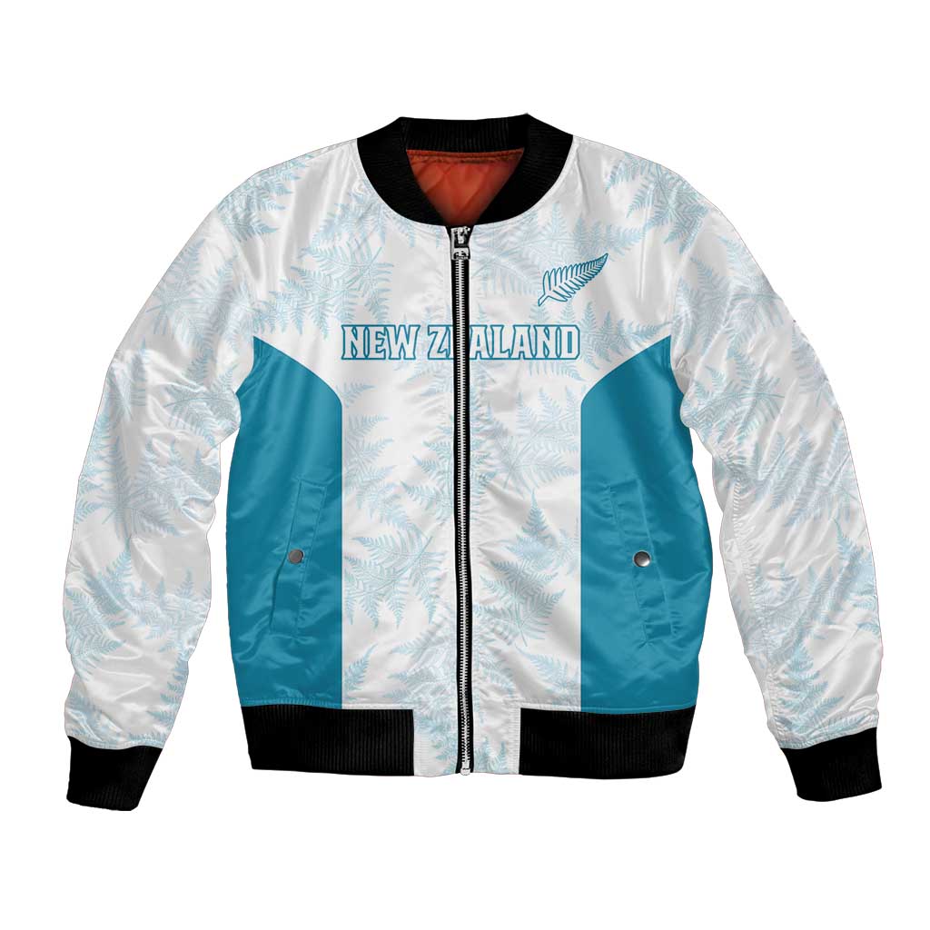 Custom New Zealand Silver Fern Football Bomber Jacket Come On All White LT14 Unisex White - Polynesian Pride