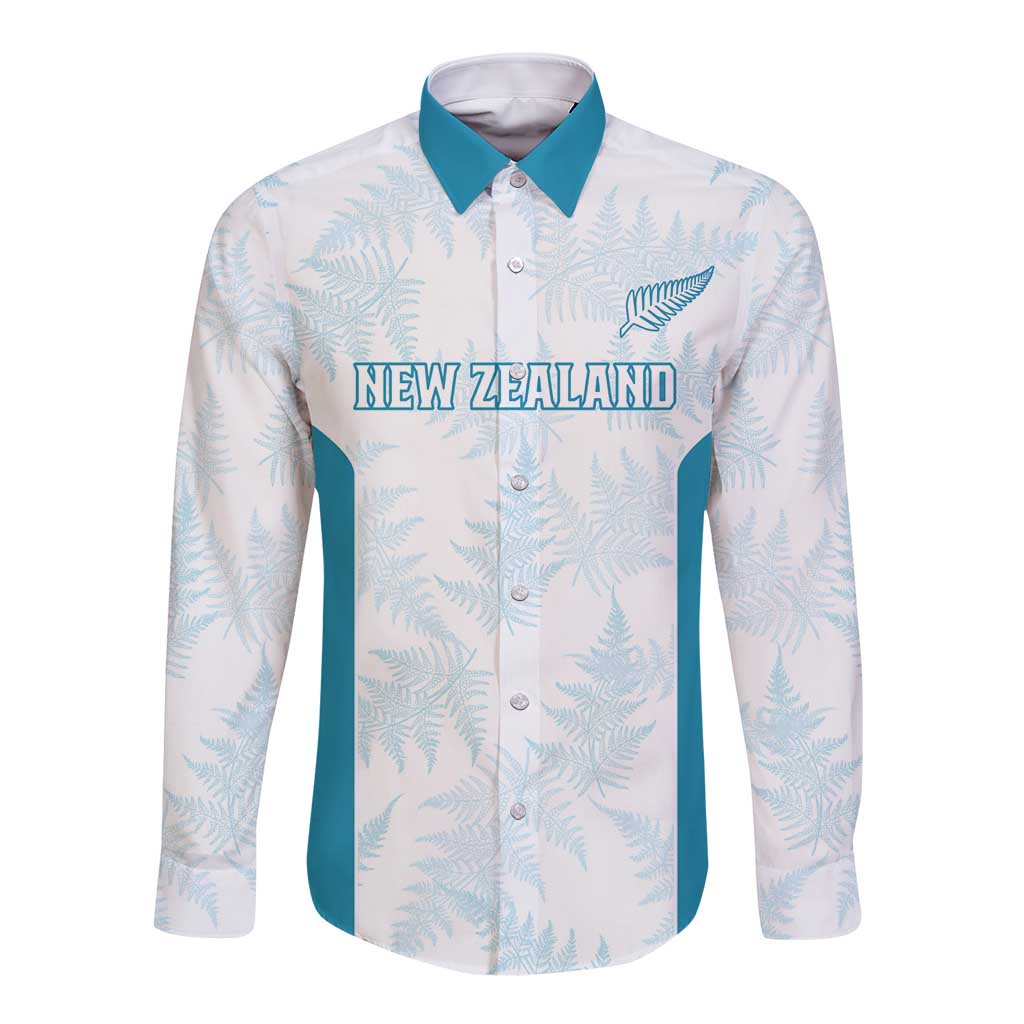 Custom New Zealand Silver Fern Football Long Sleeve Button Shirt Come On All White LT14 Unisex White - Polynesian Pride