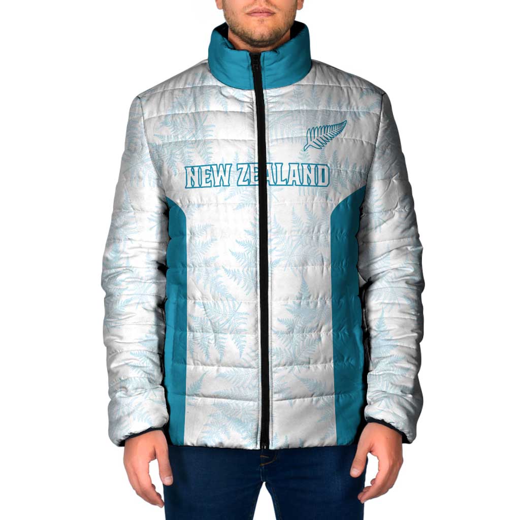 Custom New Zealand Silver Fern Football Padded Jacket Come On All White LT14 Men White - Polynesian Pride
