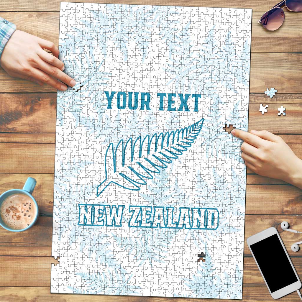 Custom New Zealand Silver Fern Football Puzzle Come On All White LT14 White - Polynesian Pride