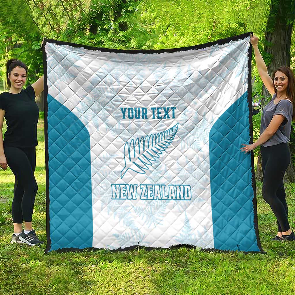Custom New Zealand Silver Fern Football Quilt Come On All White LT14 - Polynesian Pride