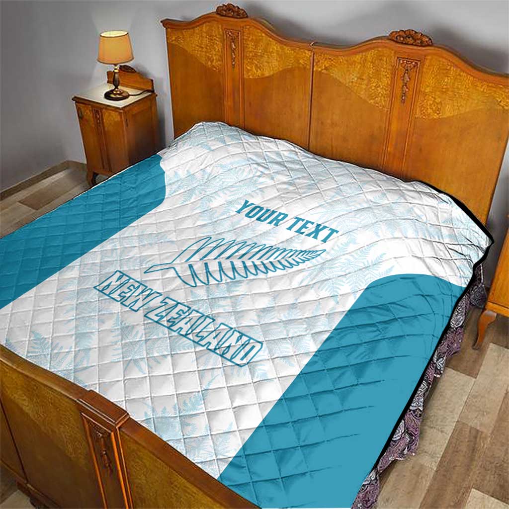 Custom New Zealand Silver Fern Football Quilt Come On All White LT14 - Polynesian Pride