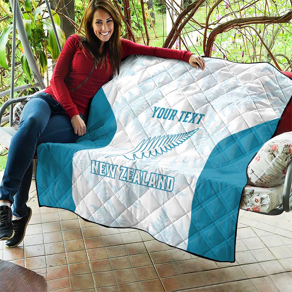 Custom New Zealand Silver Fern Football Quilt Come On All White LT14 - Polynesian Pride