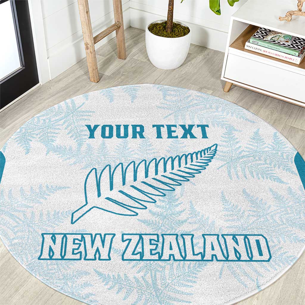 Custom New Zealand Silver Fern Football Round Carpet Come On All White LT14 White - Polynesian Pride