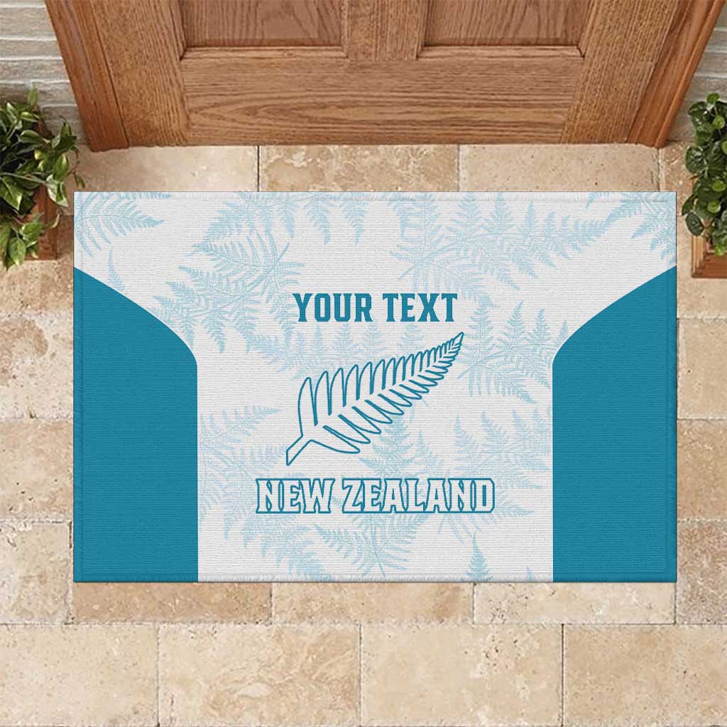 Custom New Zealand Silver Fern Football Rubber Doormat Come On All White LT14 White - Polynesian Pride