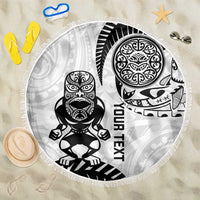 Custom Aotearoa Football Beach Blanket NZ Maori Tiki Go Champions LT14 One Size 150cm White - Polynesian Pride