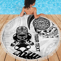 Custom Aotearoa Football Beach Blanket NZ Maori Tiki Go Champions LT14 - Polynesian Pride