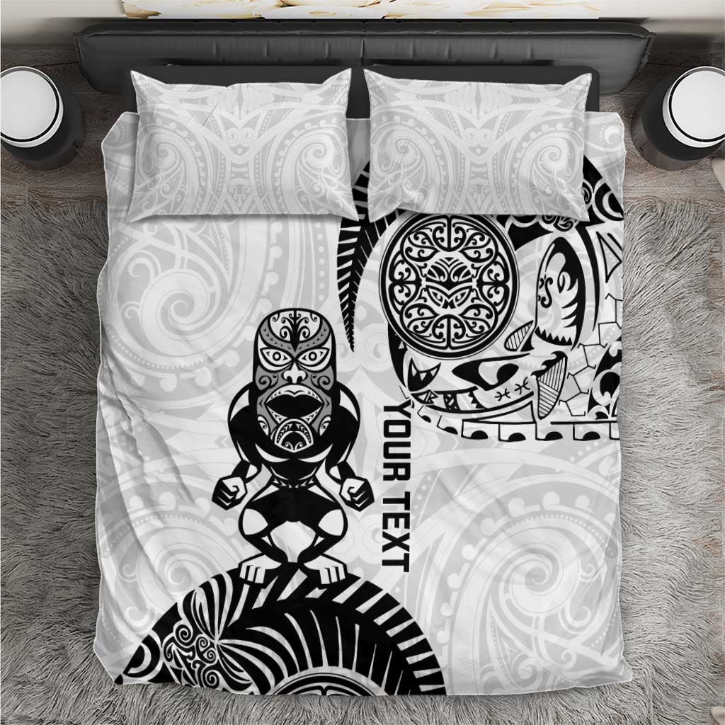 Custom Aotearoa Football Bedding Set NZ Maori Tiki Go Champions LT14 White - Polynesian Pride