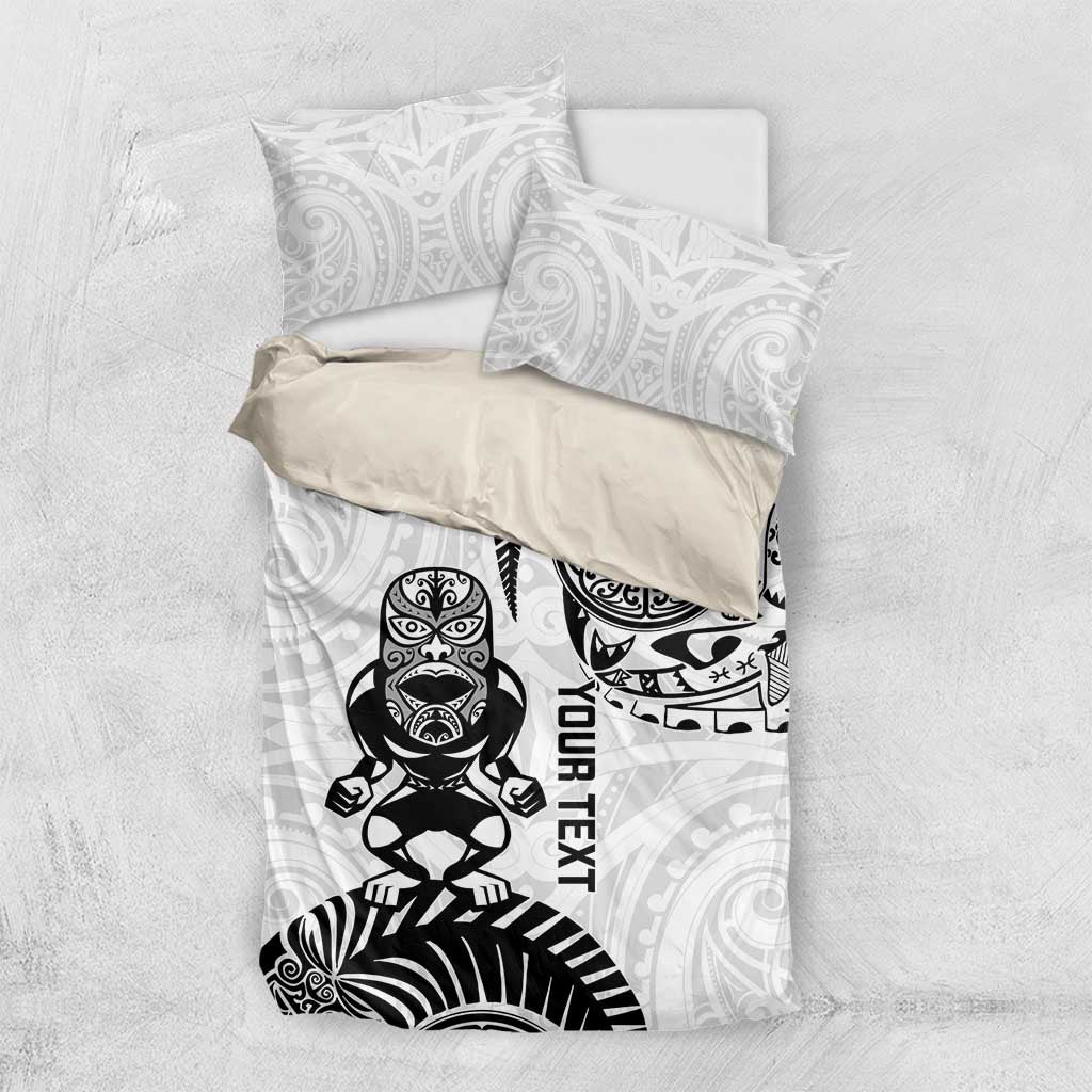 Custom Aotearoa Football Bedding Set NZ Maori Tiki Go Champions LT14 US Twin 172cm x 218cm White - Polynesian Pride
