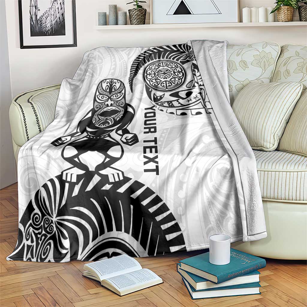 Custom Aotearoa Football Blanket NZ Maori Tiki Go Champions LT14 White - Polynesian Pride