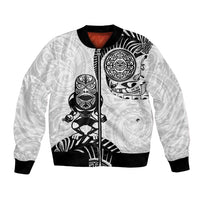 Custom Aotearoa Football Bomber Jacket NZ Maori Tiki Go Champions LT14 Unisex White - Polynesian Pride