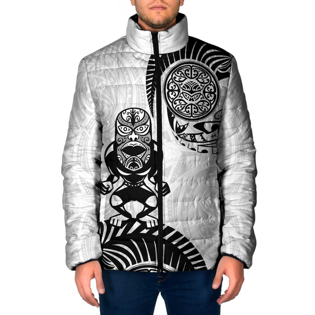 Custom Aotearoa Football Padded Jacket NZ Maori Tiki Go Champions LT14 Men White - Polynesian Pride