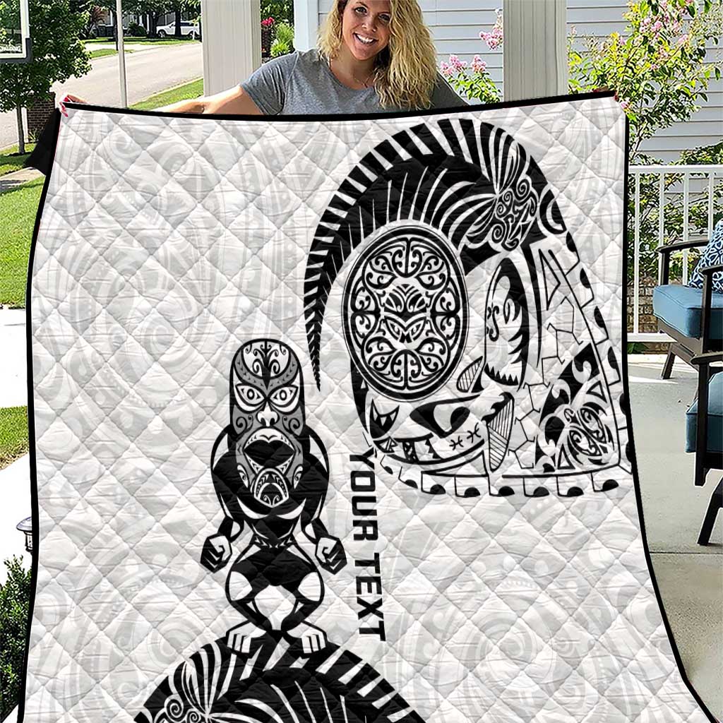 Custom Aotearoa Football Quilt NZ Maori Tiki Go Champions LT14 White - Polynesian Pride