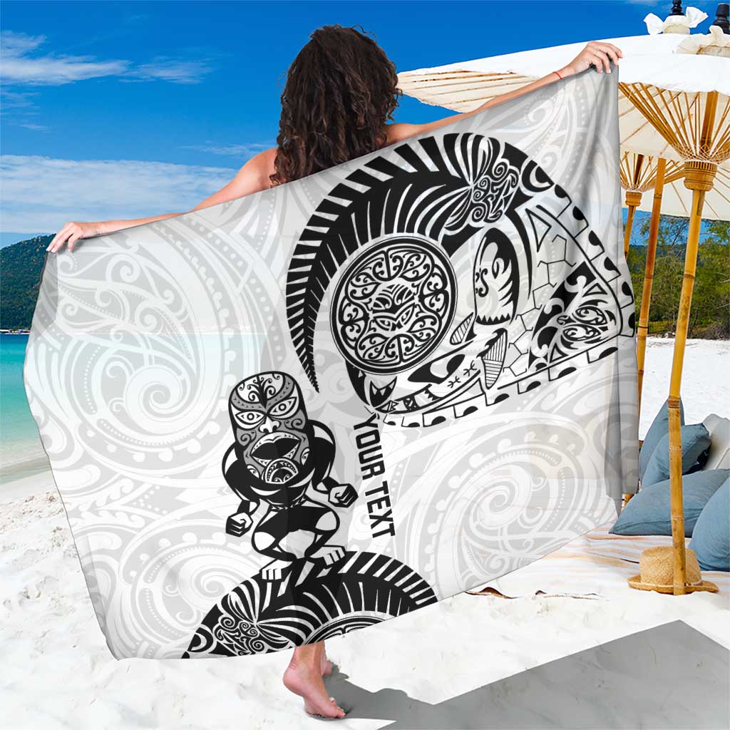 Custom Aotearoa Football Sarong NZ Maori Tiki Go Champions LT14 One Size 44 x 66 inches White - Polynesian Pride