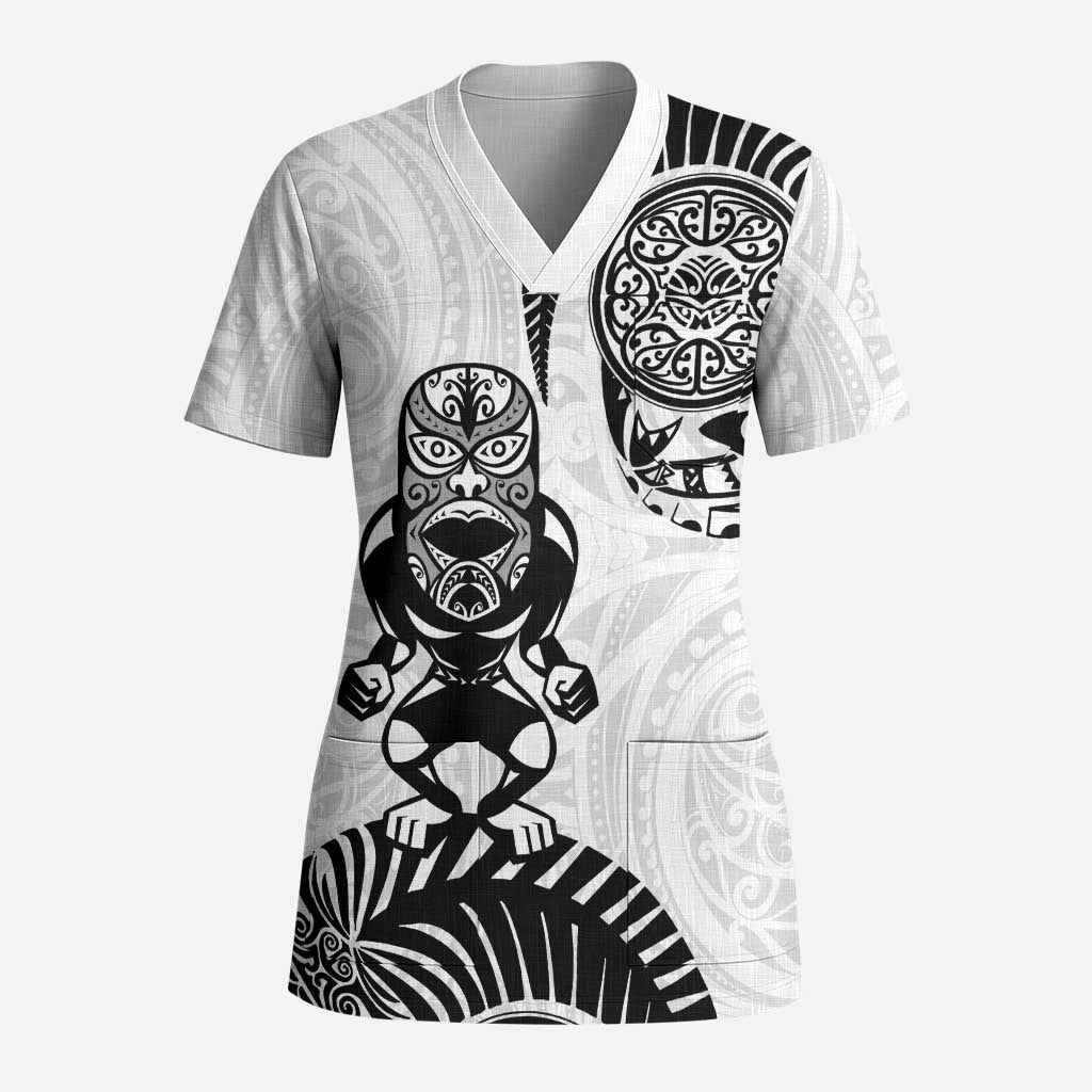 Custom Aotearoa Football Scrub Top NZ Maori Tiki Go Champions LT14 Adult White - Polynesian Pride