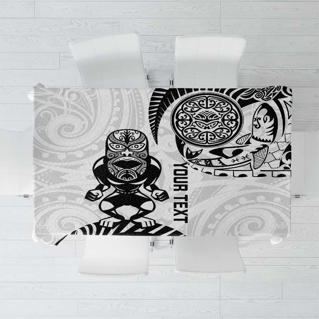 Custom Aotearoa Football Tablecloth NZ Maori Tiki Go Champions LT14 White - Polynesian Pride