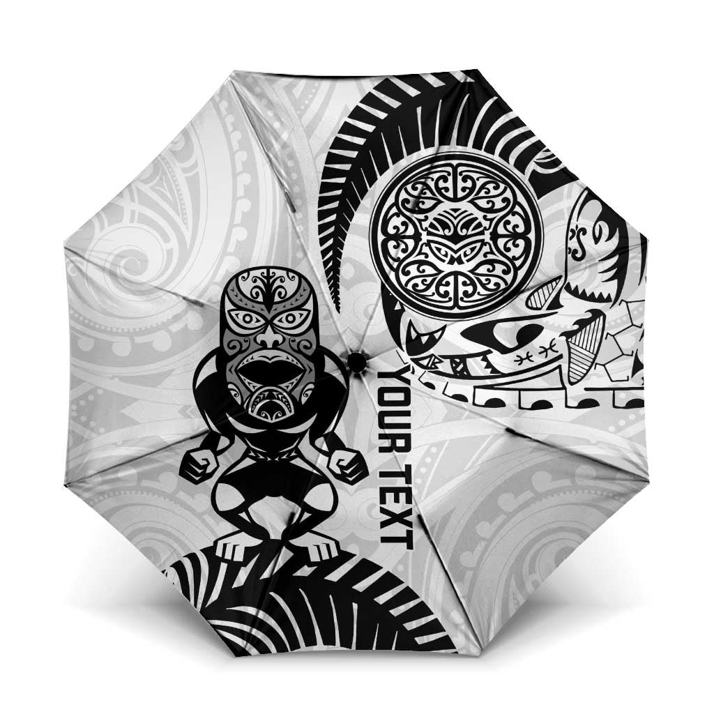 Custom Aotearoa Football Umbrella NZ Maori Tiki Go Champions LT14 One Size Folded 11.42 inch Opened Diameter 37.4 inch White - Polynesian Pride