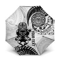 Custom Aotearoa Football Umbrella NZ Maori Tiki Go Champions LT14 One Size Folded 11.42 inch Opened Diameter 37.4 inch White - Polynesian Pride