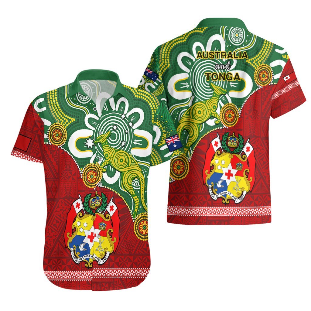 Australia And Tonga Hawaiian Shirt Aboriginal Mix Tongan Ngatu Unique Style LT14 - Polynesian Pride