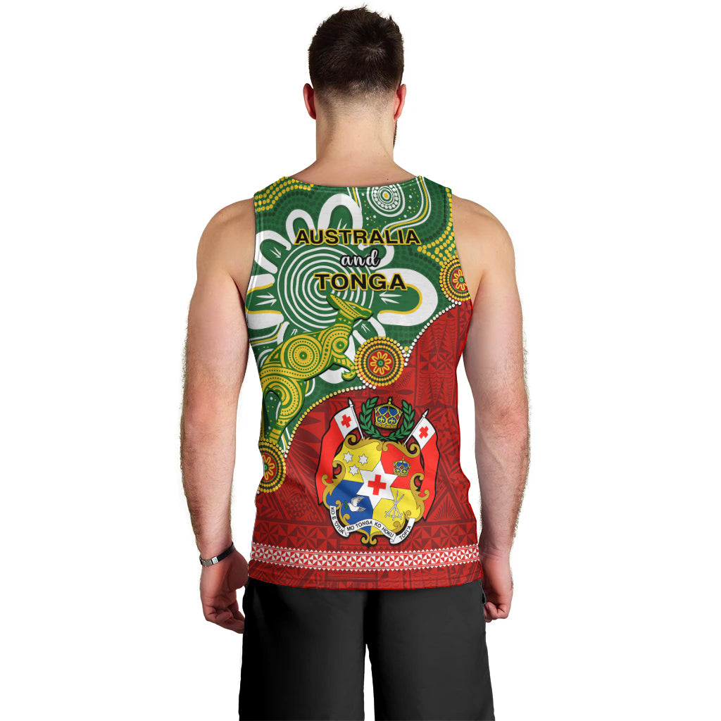 Australia And Tonga Men Tank Top Aboriginal Mix Tongan Ngatu Unique Style LT14 - Polynesian Pride