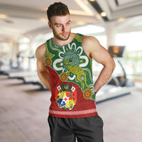 Australia And Tonga Men Tank Top Aboriginal Mix Tongan Ngatu Unique Style LT14 - Polynesian Pride