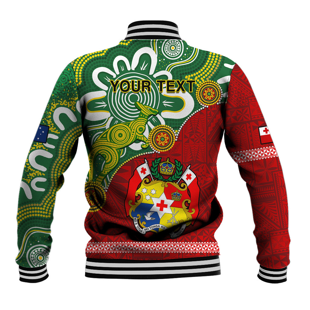 Personalised Australia And Tonga Baseball Jacket Aboriginal Mix Tongan Ngatu Unique Style LT14 - Polynesian Pride