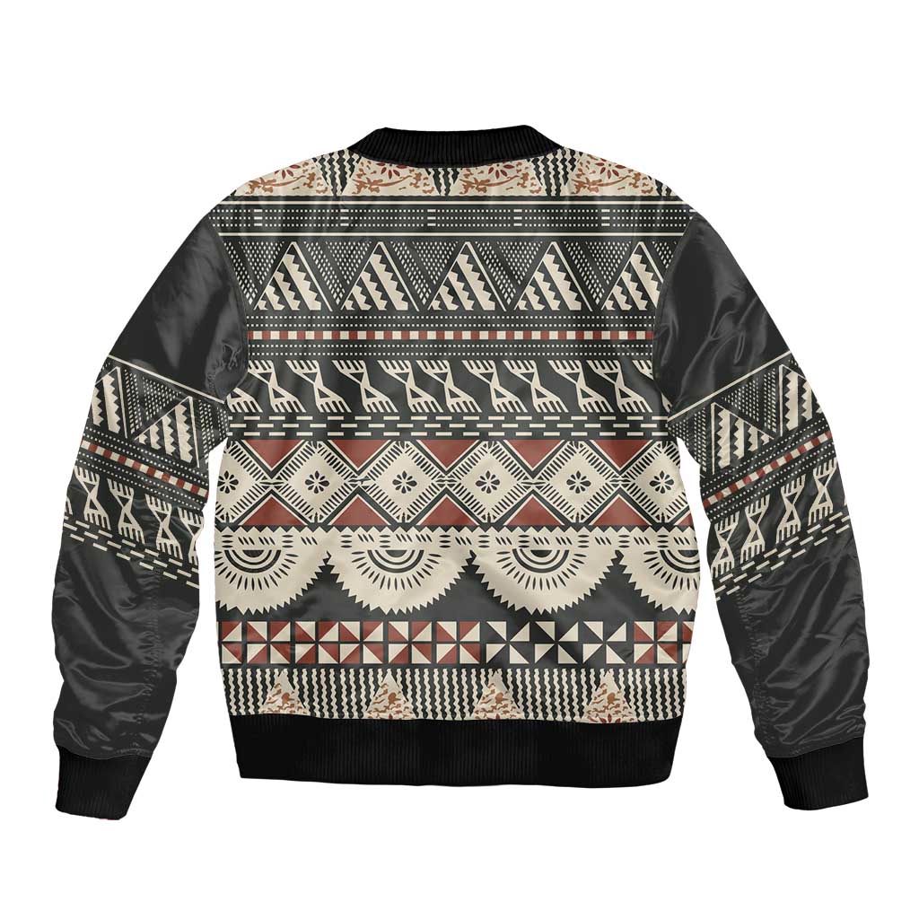 Vintage Bula Fiji Masi Bomber Jacket Fijian Tapa Cloth LT14 - Polynesian Pride