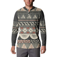 Vintage Bula Fiji Masi Button Sweatshirt Fijian Tapa Cloth LT14 - Polynesian Pride