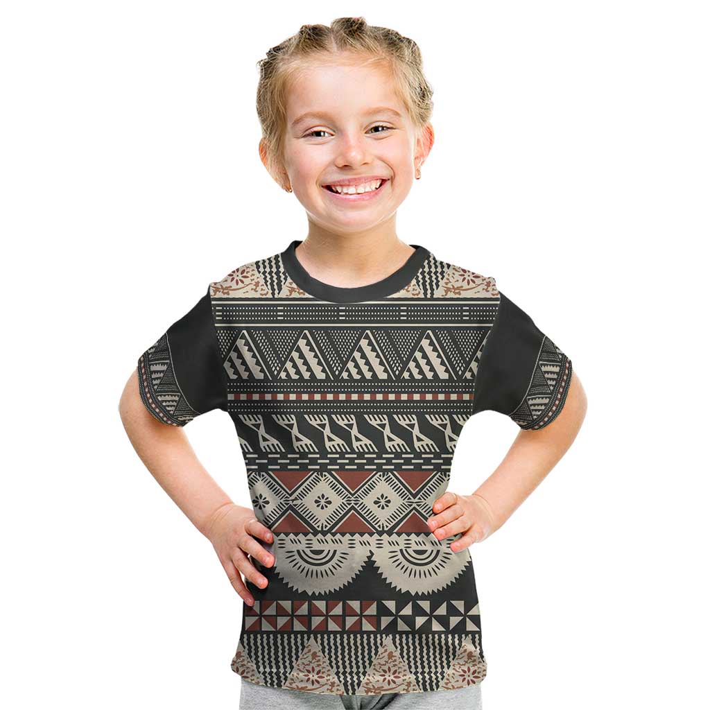 Vintage Bula Fiji Masi Kid T Shirt Fijian Tapa Cloth LT14 Charcoal - Polynesian Pride