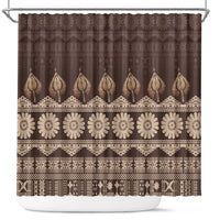 Bula Fiji Iri ni Meke Shower Curtain Kuvui Fijian Masi LT14 Brown - Polynesian Pride