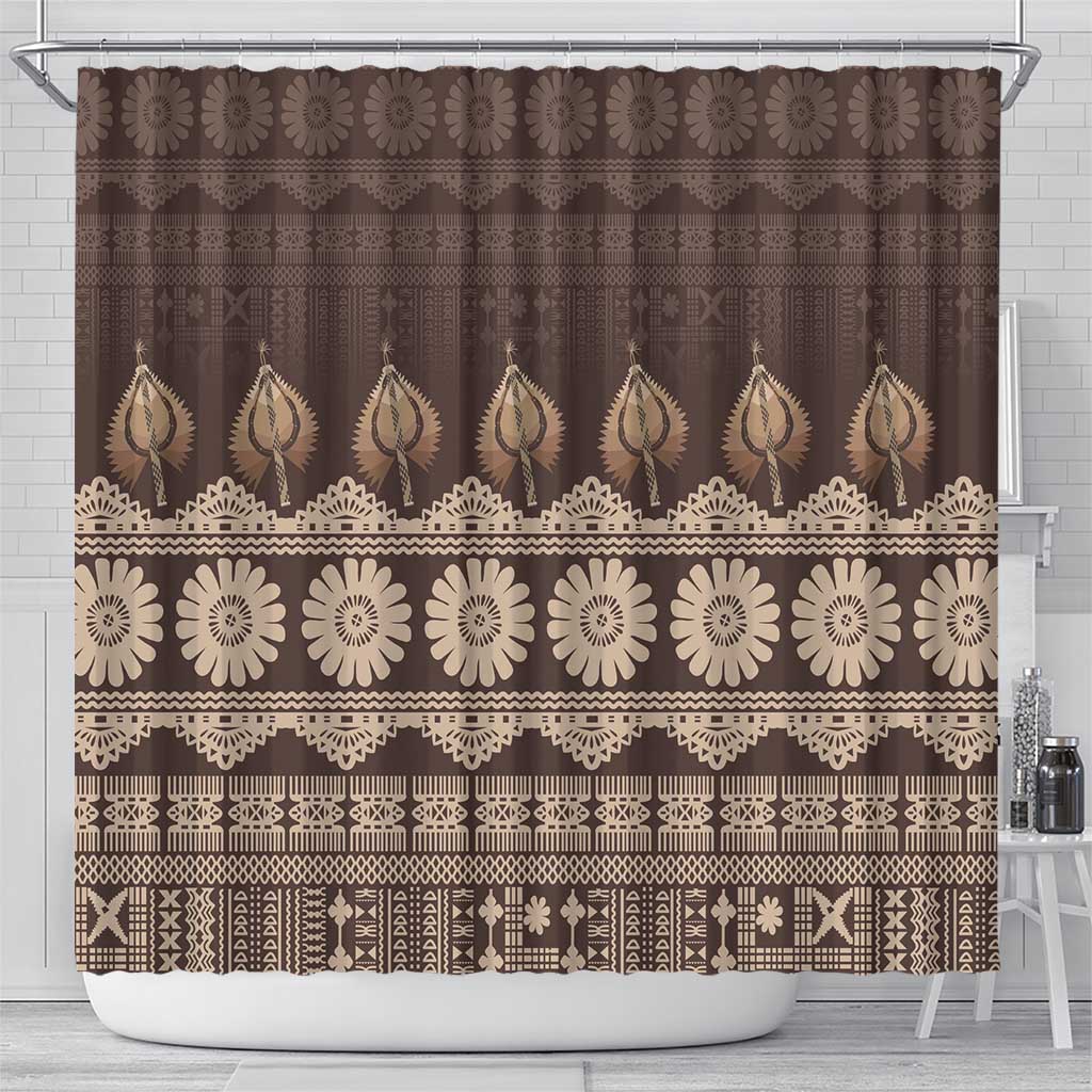 Bula Fiji Iri ni Meke Shower Curtain Kuvui Fijian Masi LT14 - Polynesian Pride