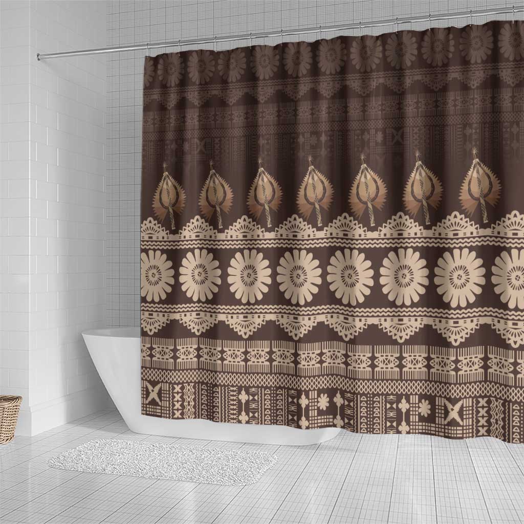Bula Fiji Iri ni Meke Shower Curtain Kuvui Fijian Masi LT14 - Polynesian Pride