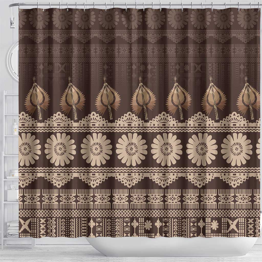 Bula Fiji Iri ni Meke Shower Curtain Kuvui Fijian Masi LT14 - Polynesian Pride